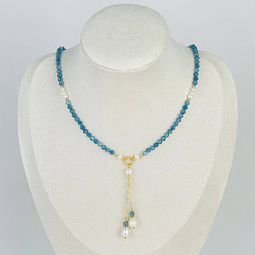 Колье из Аквамарина и Жемчуга, Артикул: 117397 - изображение товара №1