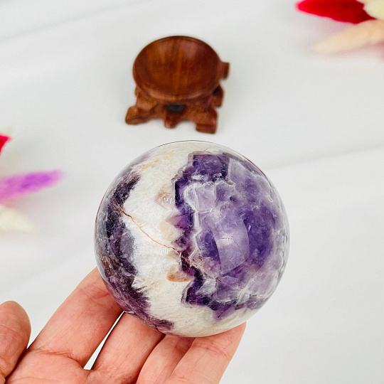 Шар из Аметиста шевронного на подставке, Артикул: 101419 - изображение товара №2