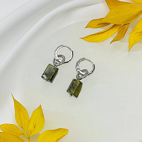 Серьги из Мусковита (зеленый Лепидолит), Артикул: 115528 - изображение товара №2