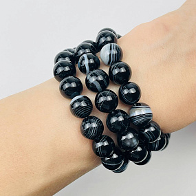 Бусины для украшений из полосатого Агата (38 бусин), Артикул: 076985 - изображение товара №2