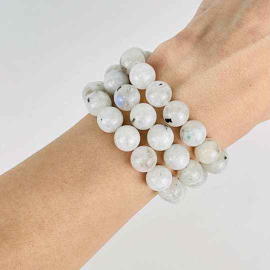 Бусины для украшений из Лунного камня с включением Турмалина(38 бусин), Артикул: 090384 - изображение товара №2