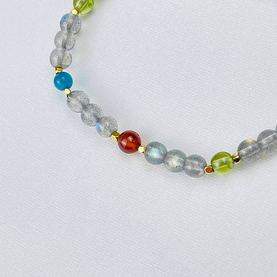 Браслет детский из Лабрадора, Апатита, Хризолита и Граната (Спессартин), Артикул: 114415 - изображение товара №3