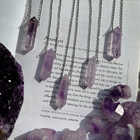 Кулон на цепочке из лавандового Аметиста , Артикул: 087665 - изображение товара №1