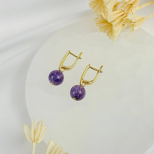 Серьги из Чароита, Артикул: 116555 - изображение товара №2