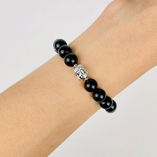 Браслет Будда из черного Агата, Артикул: 051080 - изображение товара №1