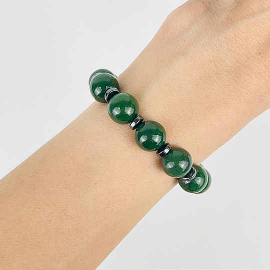 Браслет регулируемый из Нефрита и Гематита, Артикул: 083405 - изображение товара №2