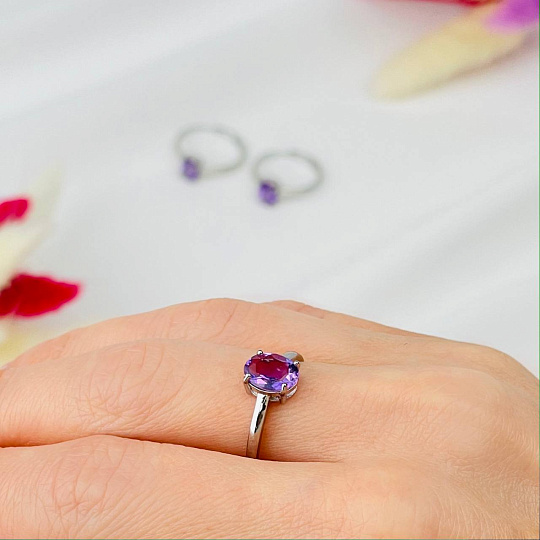 Кольцо регулируемое из Аметиста, Артикул: 115737 - изображение товара №1