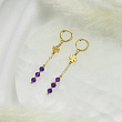 Серьги из камня Аметист с цепочкой