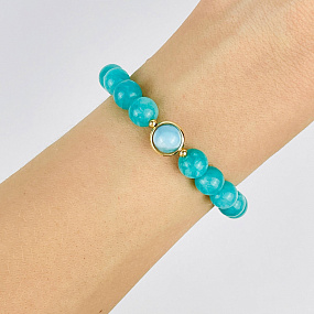 Браслет из Амазонита и Ларимара, Артикул: 117976 - изображение товара №1