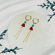 Серьги с цепочкой из Бирюзы и Коралла