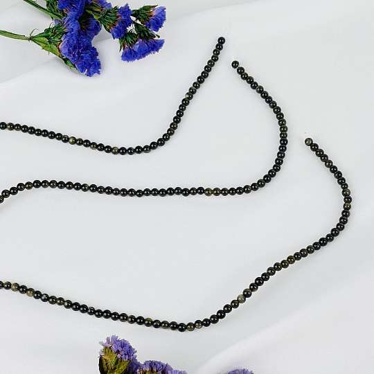 Бусины для украшений из золотистого Обсидиана (86 бусин), Артикул: 100881 - изображение товара №3