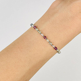 Браслет "Стихия Воздух" из Флюорита, Пренита и Горного Хрусталя