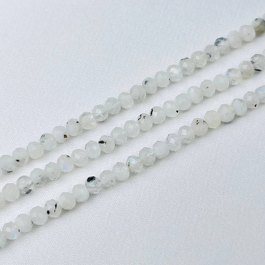 Бусины для рукоделия из Лунного камня с включением Турмалина (130 бусин), Артикул: 082082 - изображение товара №2