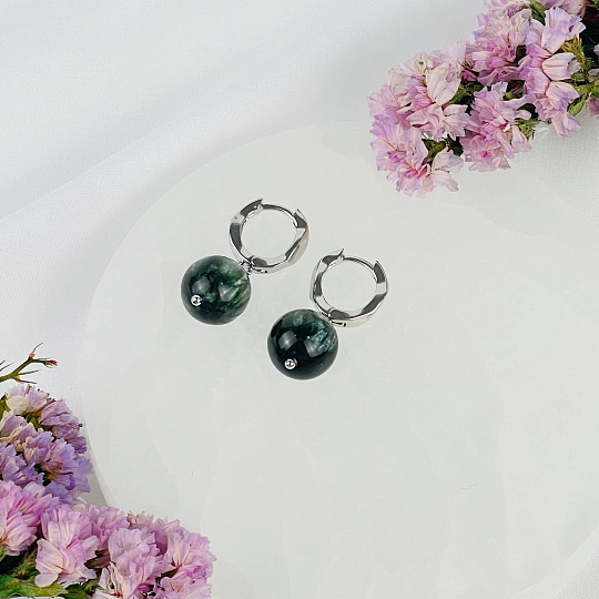 Серьги из Серафинита, Артикул: 117061 - изображение товара №2