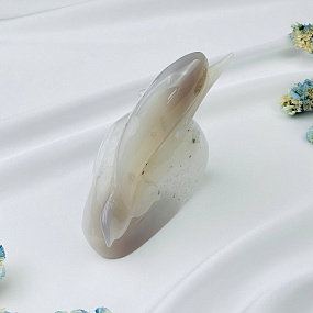 Дельфин резной из камня Агат серый с жеодой, Артикул: 071592 - изображение товара №4