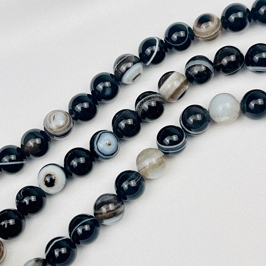 Бусины для украшений из полосатого Агата (38 бусин), Артикул: 091558 - изображение товара №1