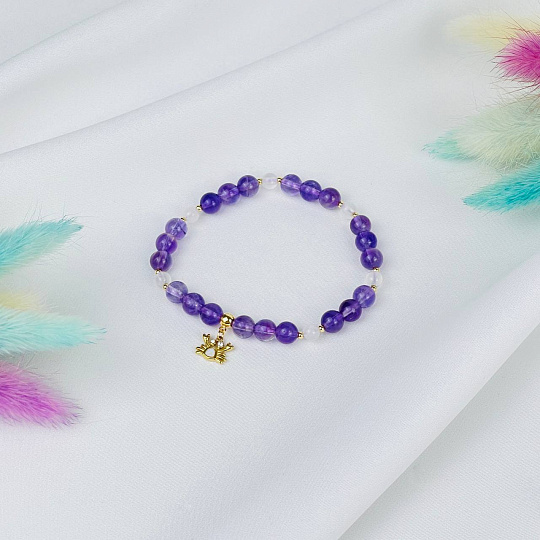 Браслет из детский из Аметиста и Лунного камня с подвеской, Артикул: 118130 - изображение товара №3