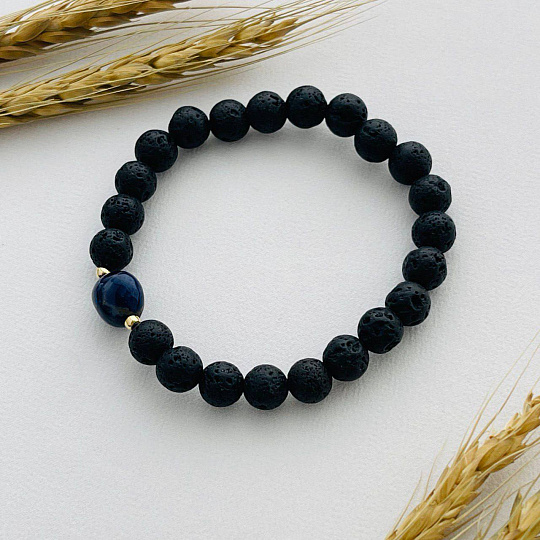 Браслет из Лавы и Содалита, Артикул: 100450 - изображение товара №5