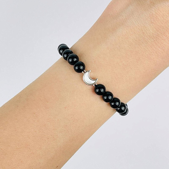 Браслет из Агата со вставкой месяц, Артикул: 118134 - изображение товара №1