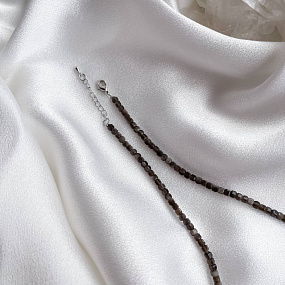 Колье из серебристого Обсидиана, Артикул: 095253 - изображение товара №3