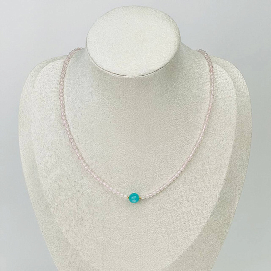 Колье из Розового кварца и Амазонита, Артикул: 115636 - изображение товара №1