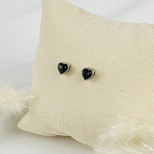 Серьги-пусеты с камнем Гиперстен, Артикул: 116725 - изображение товара №1