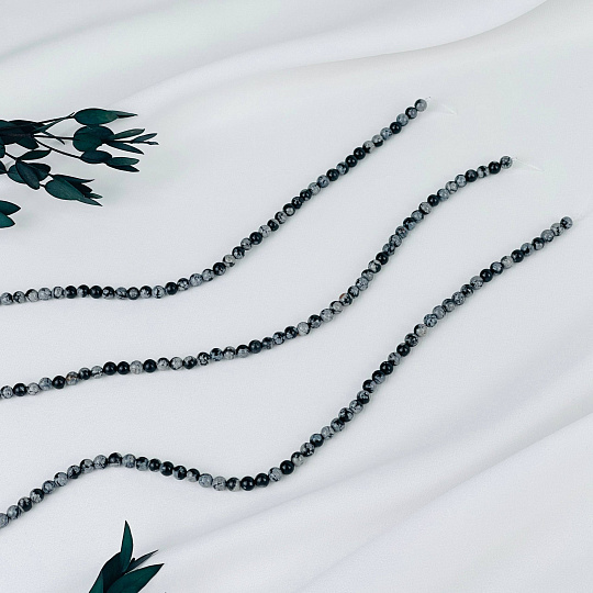 Бусины для украшений из снежного Обсидиана (84 бусины), Артикул: 080601 - изображение товара №2