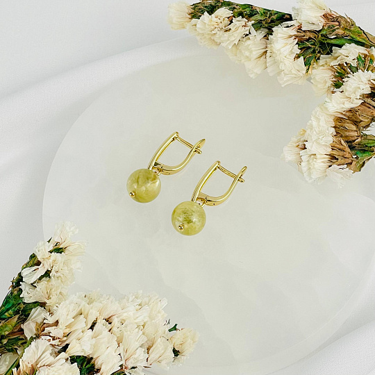 Серьги из Мусковита (Лепидолит желтый), Артикул: 117606 - изображение товара №2