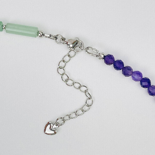 Колье из зеленого Кварца и Аметиста, Артикул: 115369 - изображение товара №3