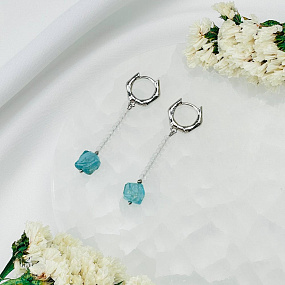 Серьги из Горного Хрусталя и Апатита