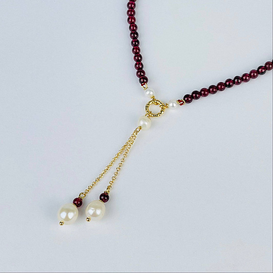 Колье из Граната и Жемчуга, Артикул: 117399 - изображение товара №2