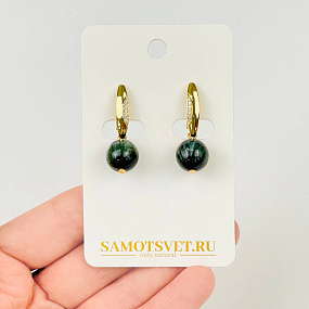 Серьги из Серафинита "Клинохлора" (Россия), Артикул: 079408 - изображение товара №1