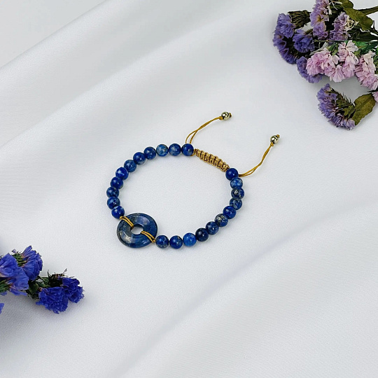 Браслет с бусиной (Би) регулиреумый из Лазурита, Артикул: 118754 - изображение товара №1