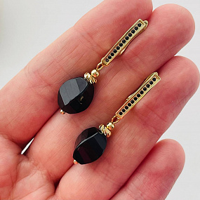 Серьги из черного Агата, Артикул: 099595 - изображение товара №3