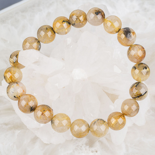 Браслет из Рутилового кварца с включением Титана, Артикул: 084484 - изображение товара №1