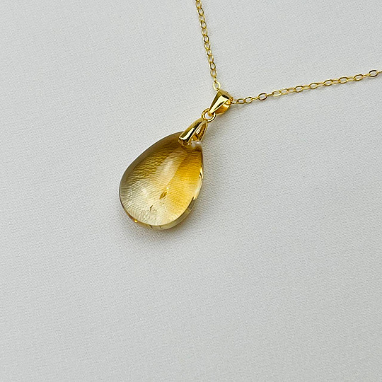 Кулон на цепочке из Цитрина, Артикул: 105611 - изображение товара №1