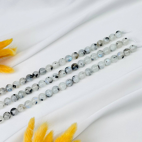 Бусины для украшений из Лунного камня с вкл. Турмалина (36 бусин), Артикул: 065637 - изображение товара №3