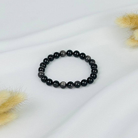 Браслет из серебристого Обсидиана, Артикул: 074305 - изображение товара №2