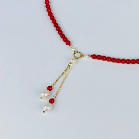 Колье из Коралла и Жемчуга, Артикул: 117398 - изображение товара №2