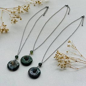 Кулон на цепочке из Мохового Агата, Артикул: 099465 - изображение товара №3