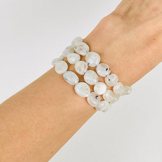 Бусины для украшений из Лунного камня с вкл. Турмалина (галтовка), Артикул: 116706 - изображение товара №2