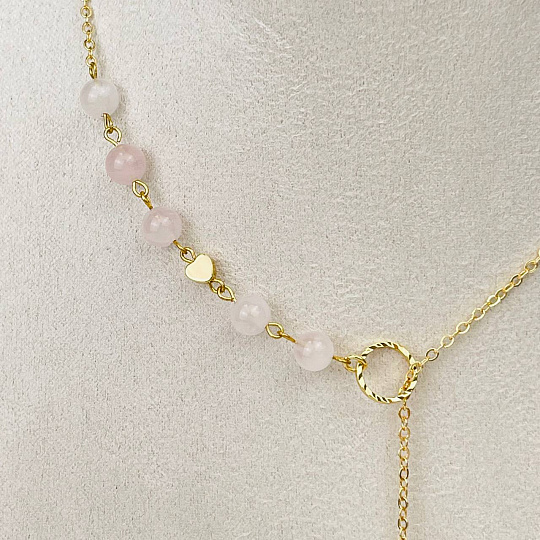Колье на цепочке с Розовым кварцем, Артикул: 115364 - изображение товара №4
