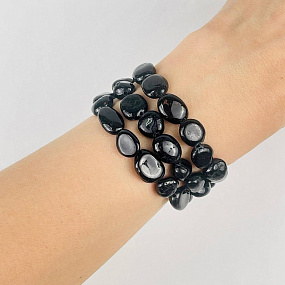 Бусины для украшений из черного Турмалина (Шерл) (галтовка), Артикул: 089662 - изображение товара №2