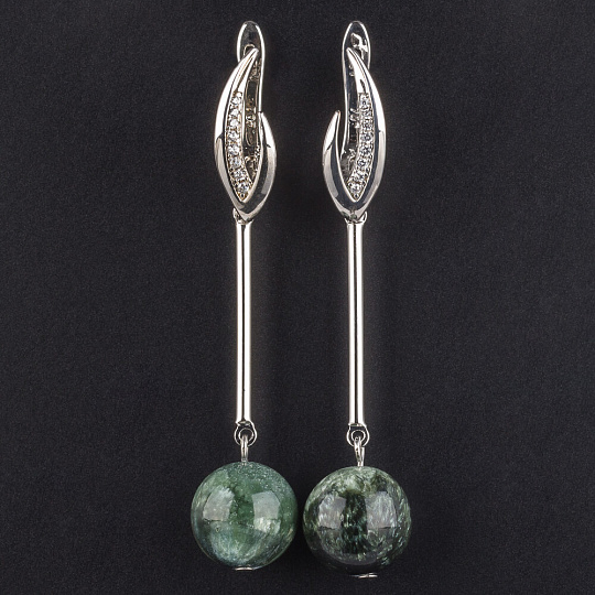 Серьги из Серафинита (Россия), Артикул: 074774 - изображение товара №1
