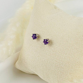 Серьги- пусеты с Аметистом