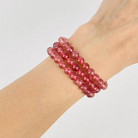 Бусины для украшений из Клубничного кварца (62 бусины), Артикул: 081347 - изображение товара №2