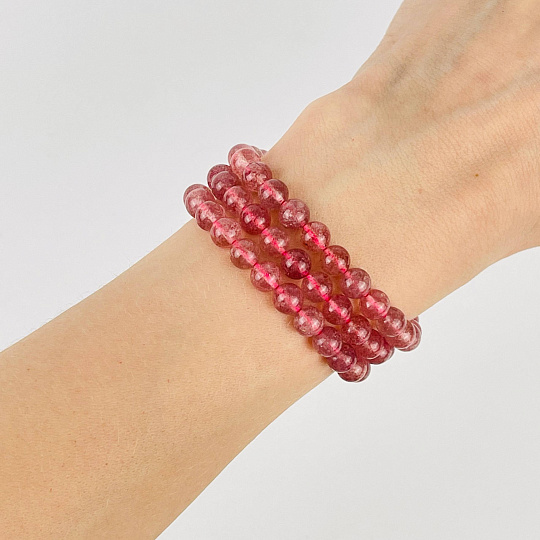 Бусины для украшений из Клубничного кварца (62 бусины), Артикул: 081347 - изображение товара №2