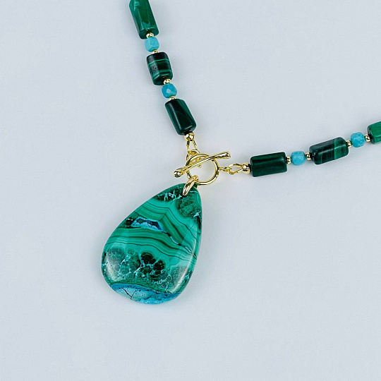 Колье из Малахита и Бирюзы, Артикул: 118166 - изображение товара №2