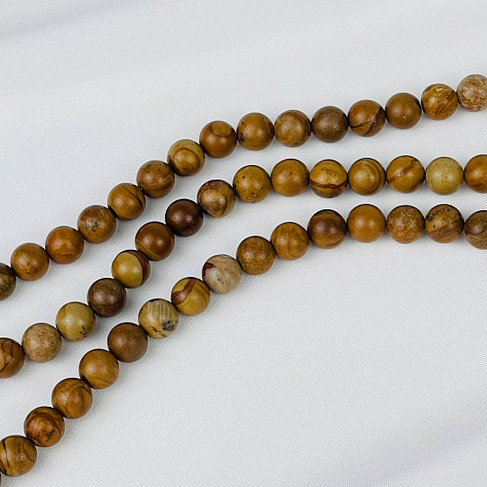 Бусины для украшений из Яшмы (Деревянная) (46 бусин), Артикул: 116479 - изображение товара №1