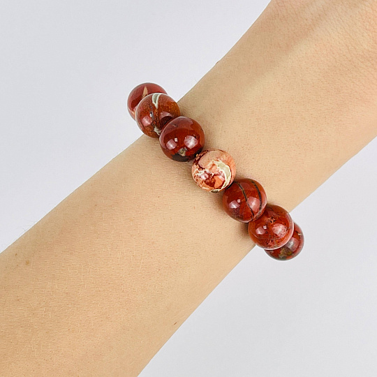 Браслет из кирпичной Яшмы, Артикул: 117843 - изображение товара №2